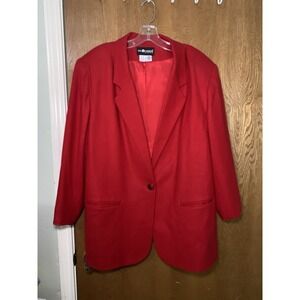 Vintage Sag Harbor Pure Wool Red One Button Single Breasted Blazer Size 20 Plus